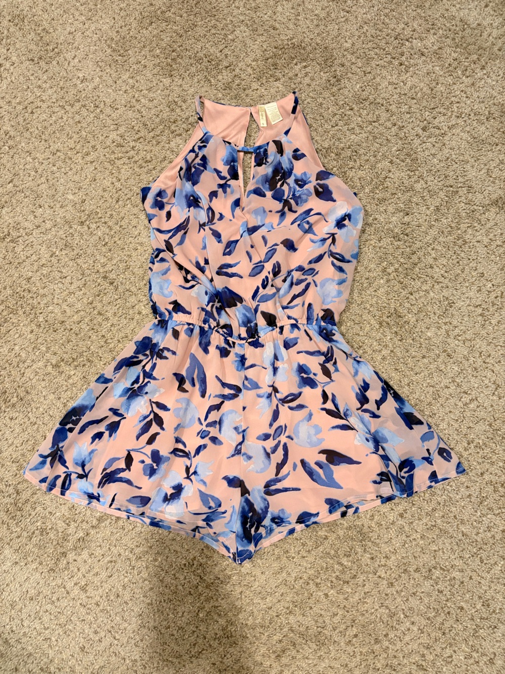 Japna Pink Romper with Blue Floral Motif